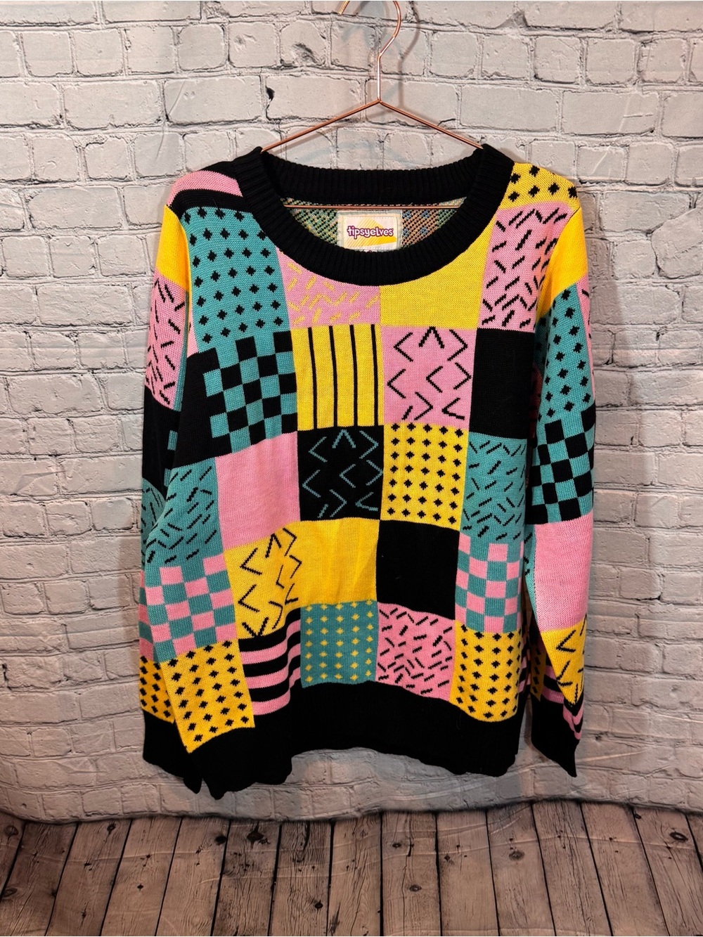 Tipsy Elves Checker Pattern Heavy Weight Sweater